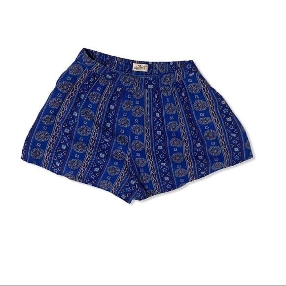 Hollister Blue Print Pull On Casual Shorts Size Medium - Picture 1 of 3
